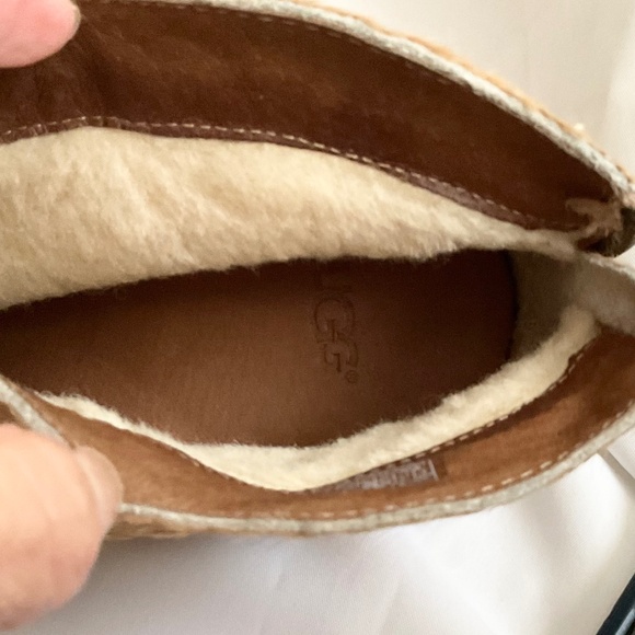 UGG Charlotte Snake Embossed Calf Hair Ankle Boots Bootie Moonbeam Size 6 - Picture 11 of 16